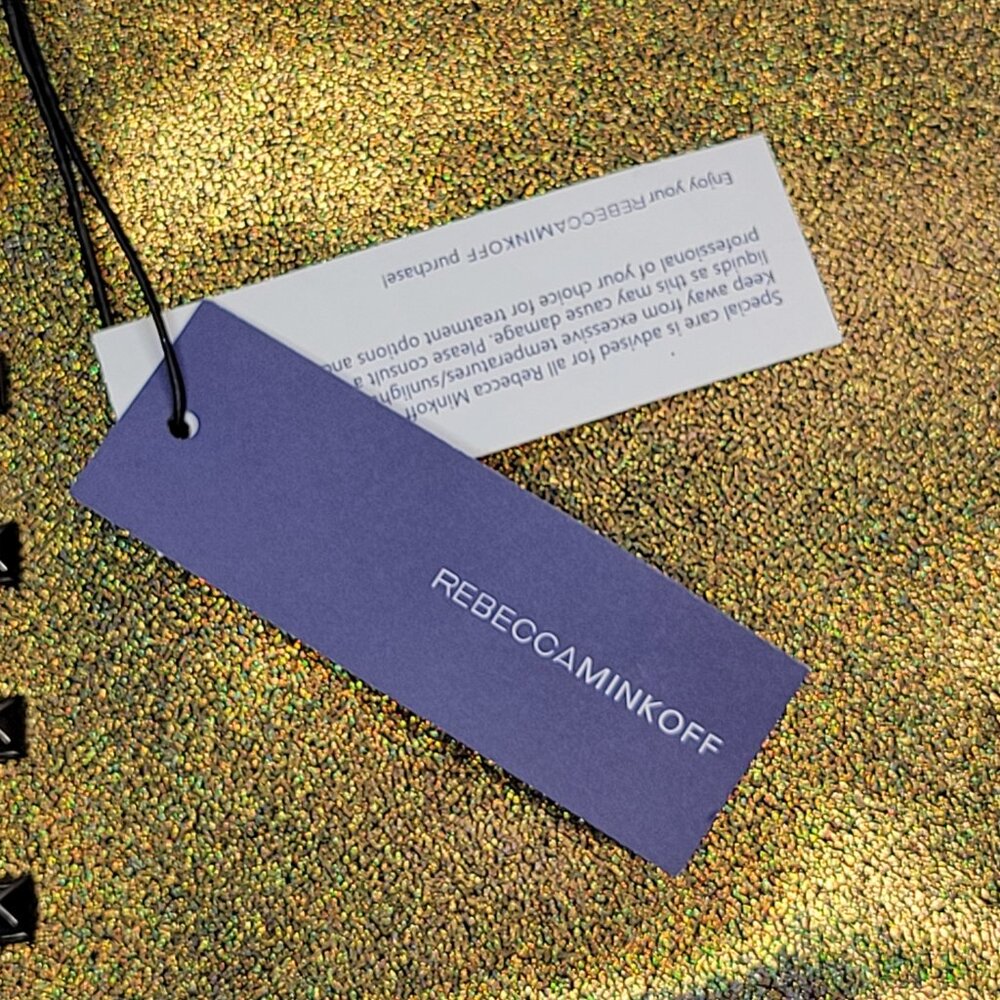Rebecca Minkoff Clutch Gold/Iridescent Sparkle Glitter Envelope Zipper Trim NWT - Picture 2 of 11